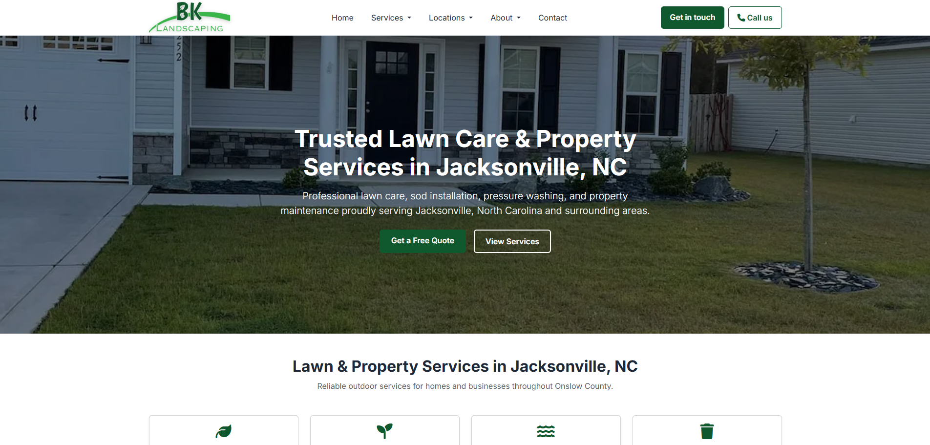 BK Lawn & Landscaping website