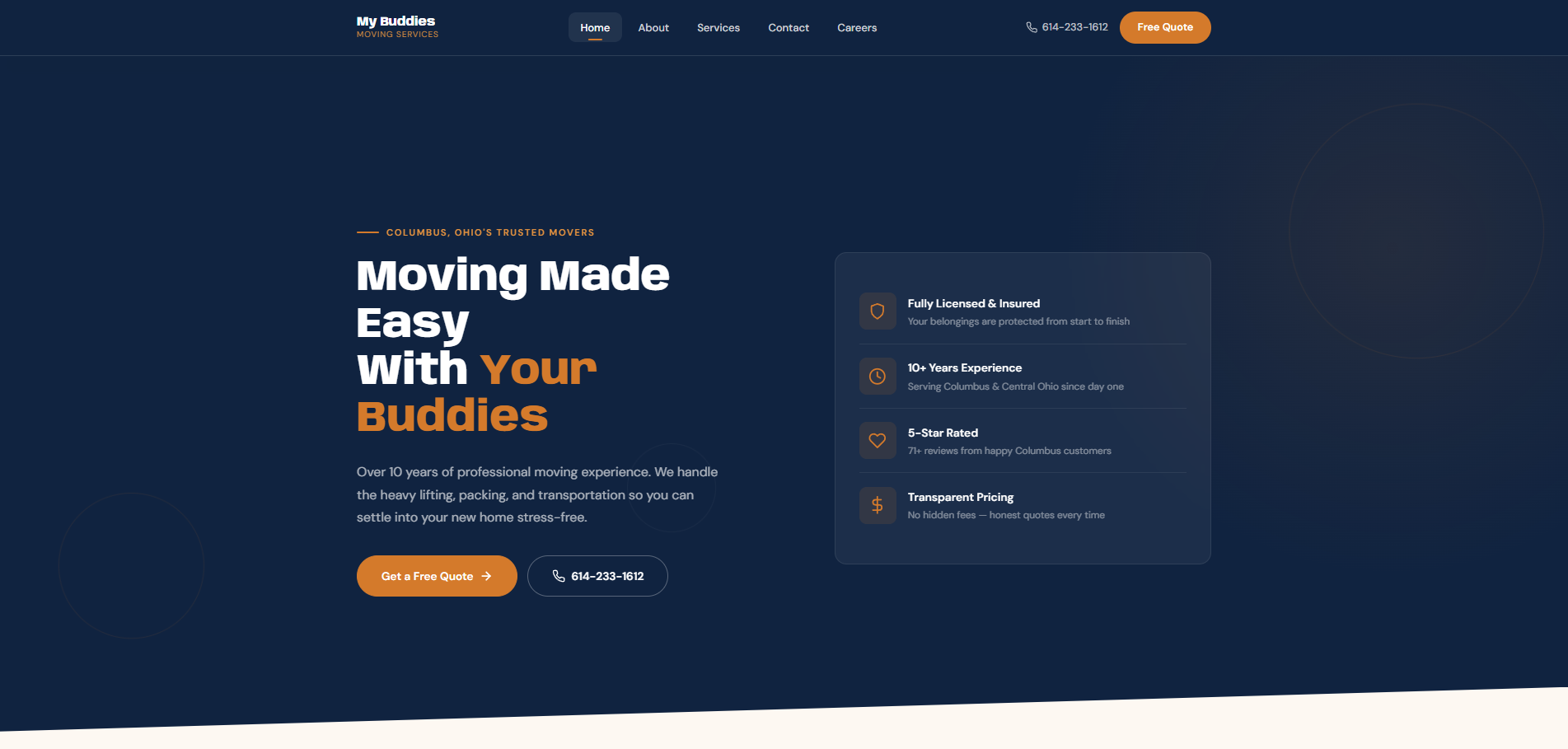 My Buddies Moving Services website